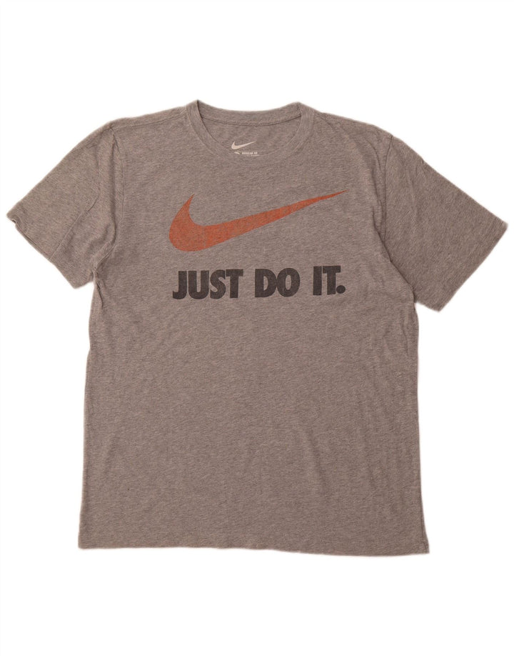 Ανδρικό γραφικό μπλουζάκι NIKE Regular Fit Top μεγάλο γκρι βαμβακερό