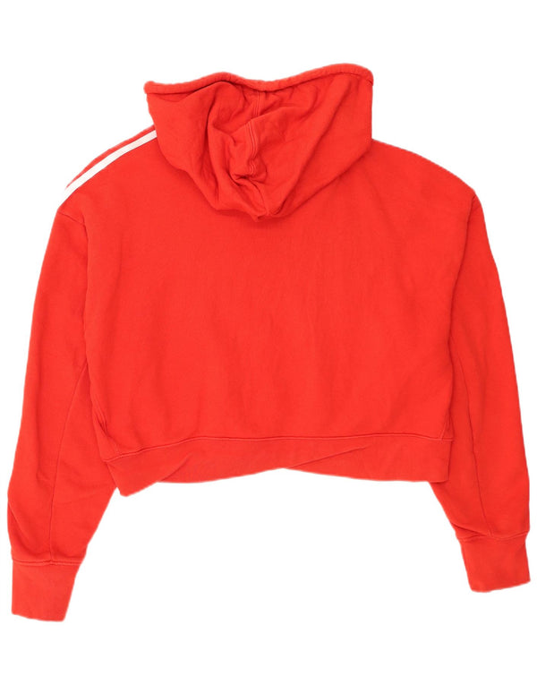 Γυναικεία Adidas Crop Oversized Hoodie Jumper UK 12 Medium Red Colourblock