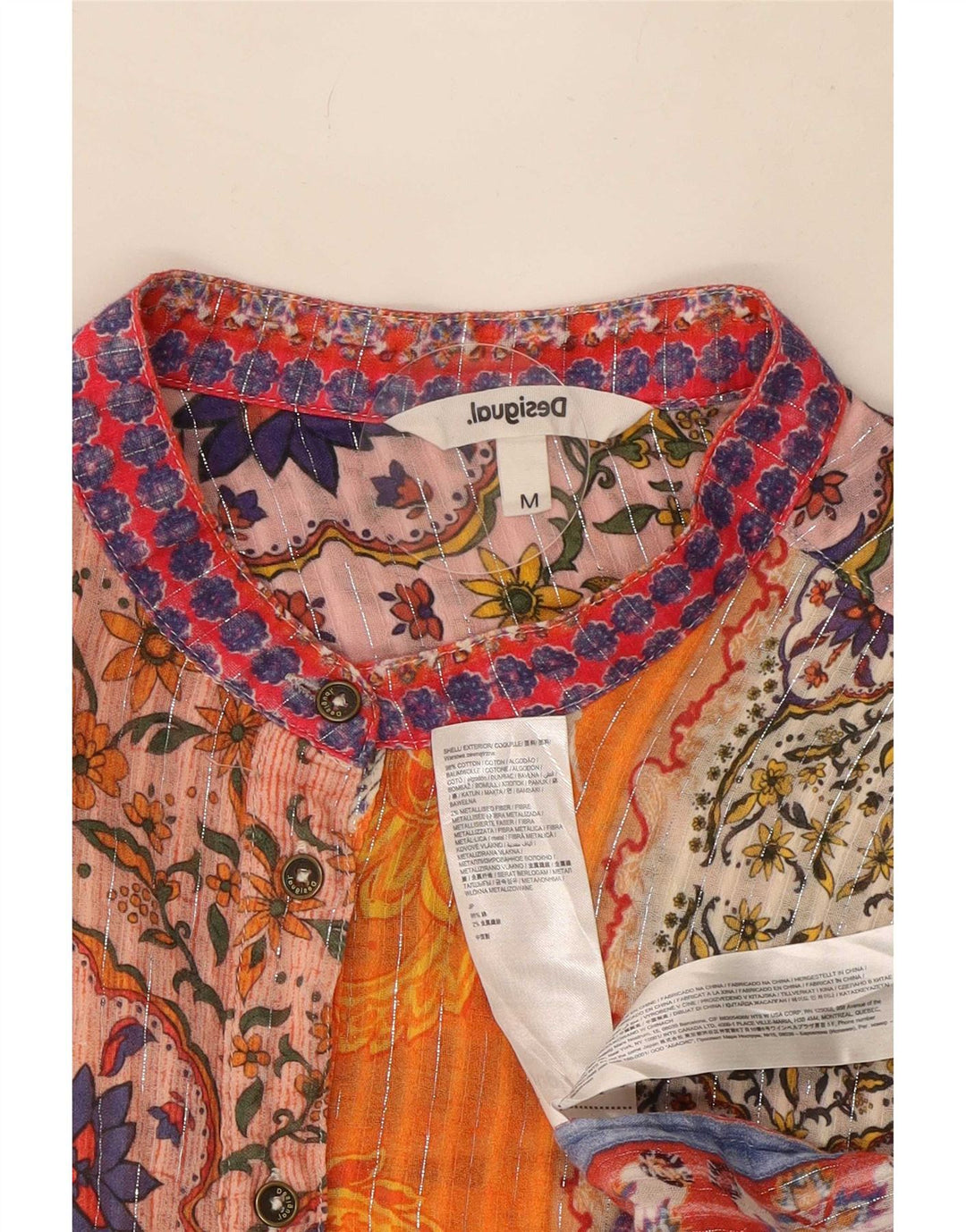 Desigual Γυναικείο Πουκάμισο Μπλούζα UK 12 Μέτριο Πολύχρωμο Βαμβακερό Paisley
