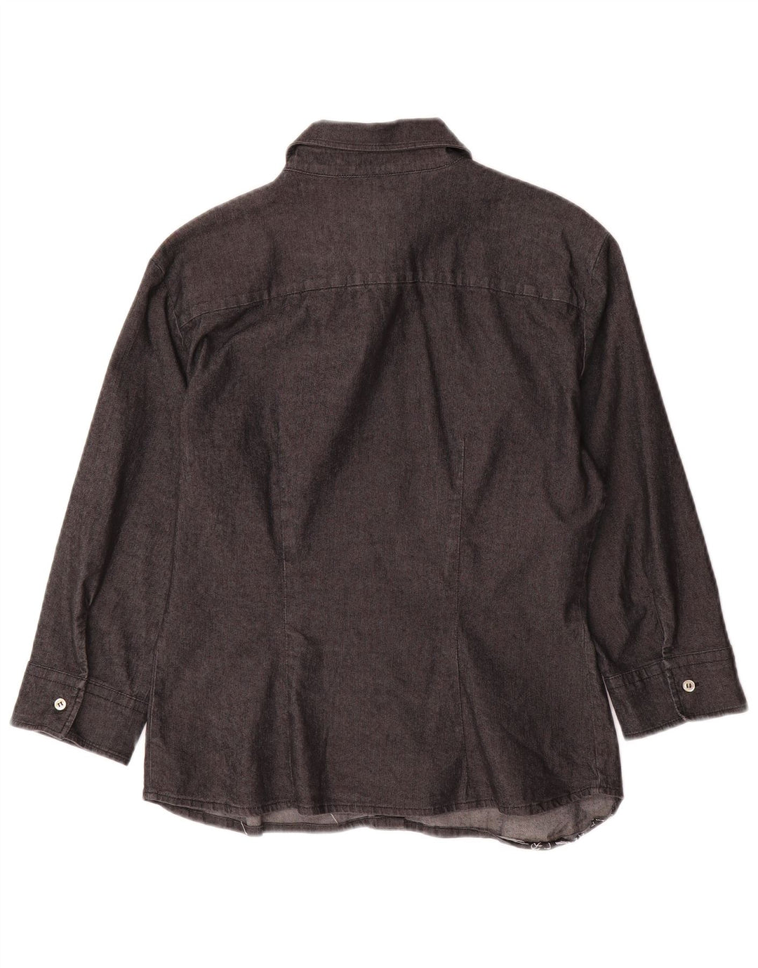 BENETTON Γυναικείο πουκάμισο 3/4 μανίκι UK 10 μικρό γκρι βαμβακερό