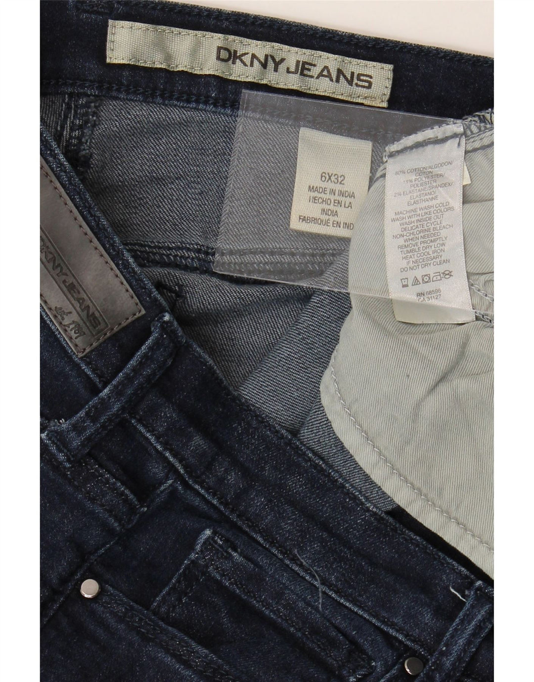 DKNY Womens Slim Jeans US 6 Medium W32 L32 Navy Blue Cotton Vintage Dkny and Second-Hand Dkny from Messina Hembry 