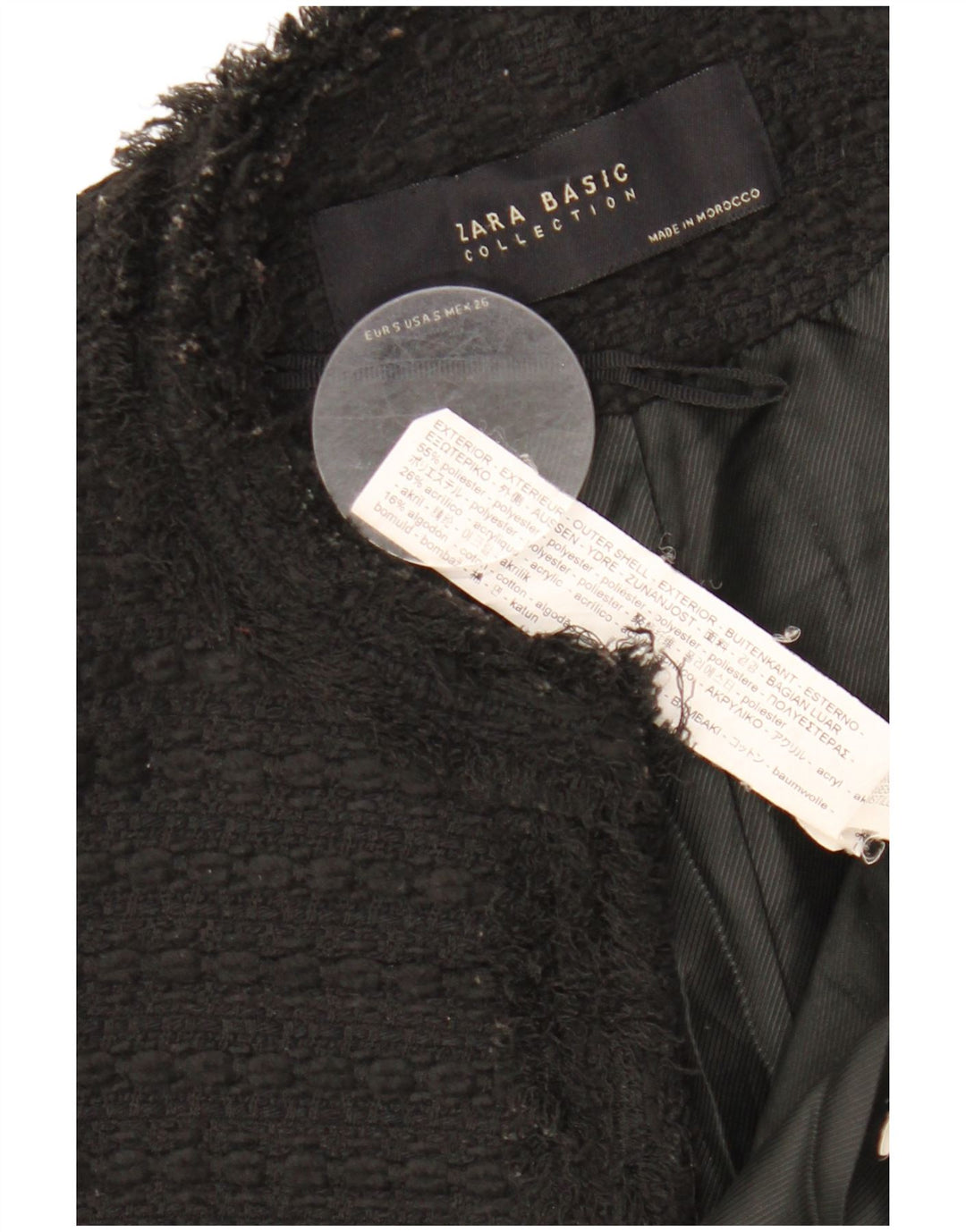 ZARA Γυναικείο Longline Open Blazer Jacket UK 10 Small Black Polyester