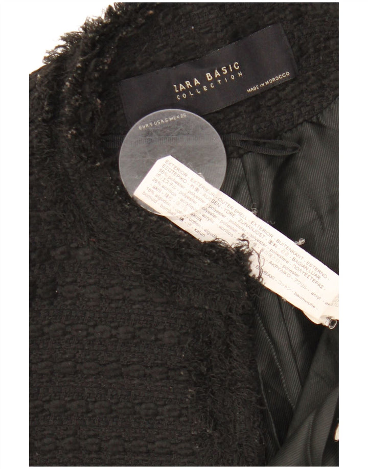 ZARA Γυναικείο Longline Open Blazer Jacket UK 10 Small Black Polyester