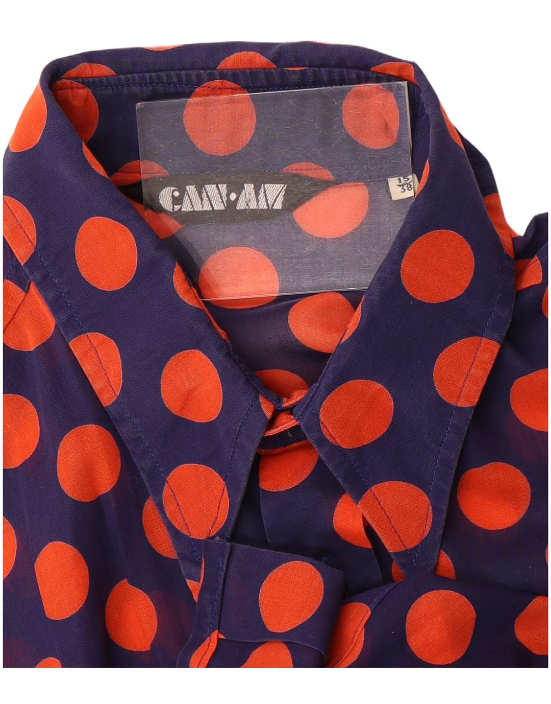 Μπλουζάκι Can Am Mens See Through Μέγεθος 15 38 Medium Navy Blue πουά