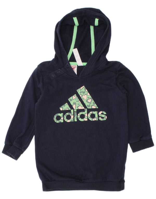 Adidas Baby Girls Graphic Hoodie Jumper 18-24 μηνών Navy Blue Cotton
