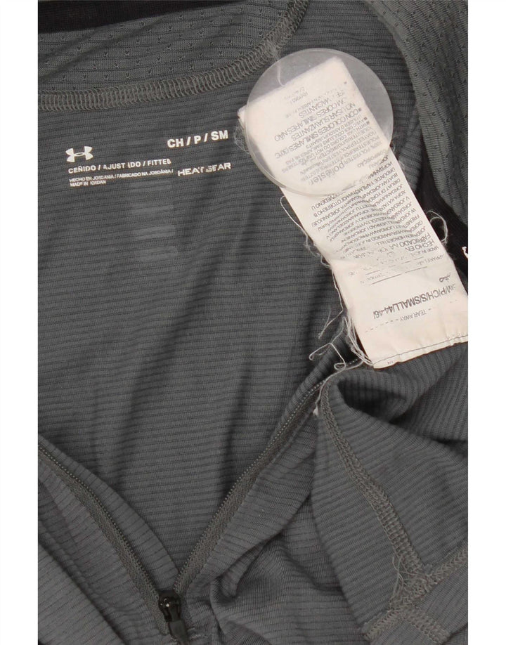 Under Armour Ανδρικό Heat Gear με φερμουάρ πάνω από μακρυμάνικο μικρό γκρι πολυεστέρα