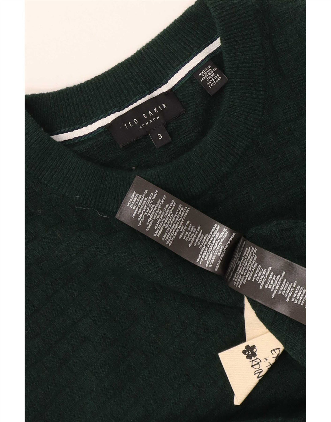 Ανδρικό πουλόβερ με λαιμόκοψη Ted Baker Μέγεθος 3 Μεσαίου πράσινου πολυεστέρα
