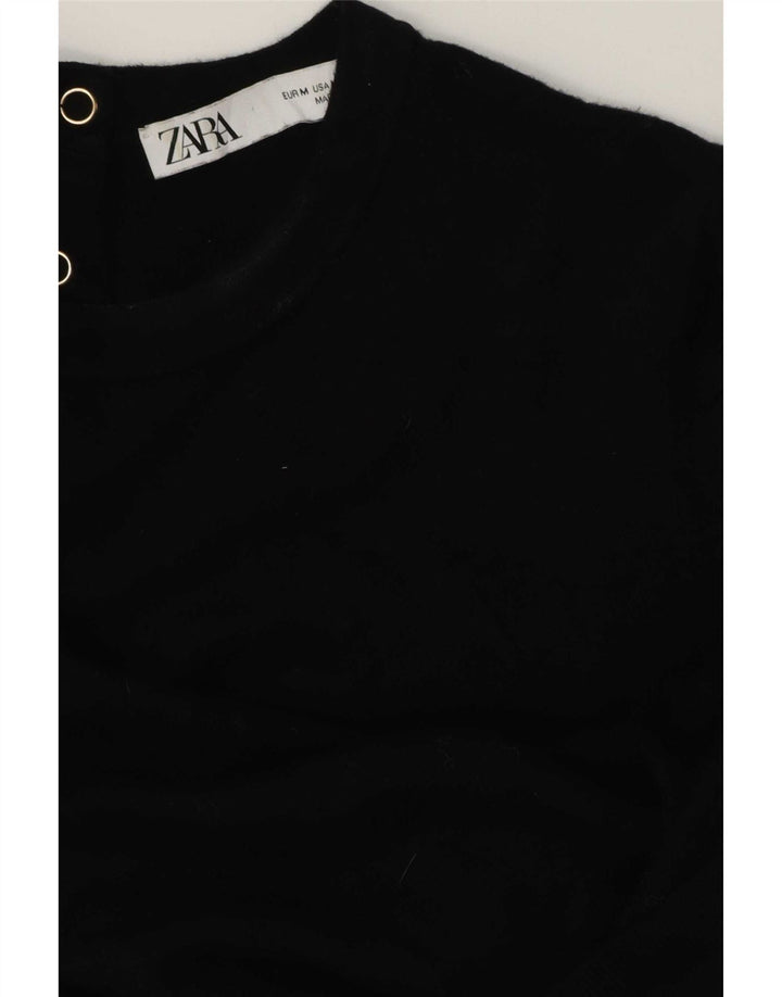 Zara Γυναικείο T-Shirt Top UK 14 Medium Black