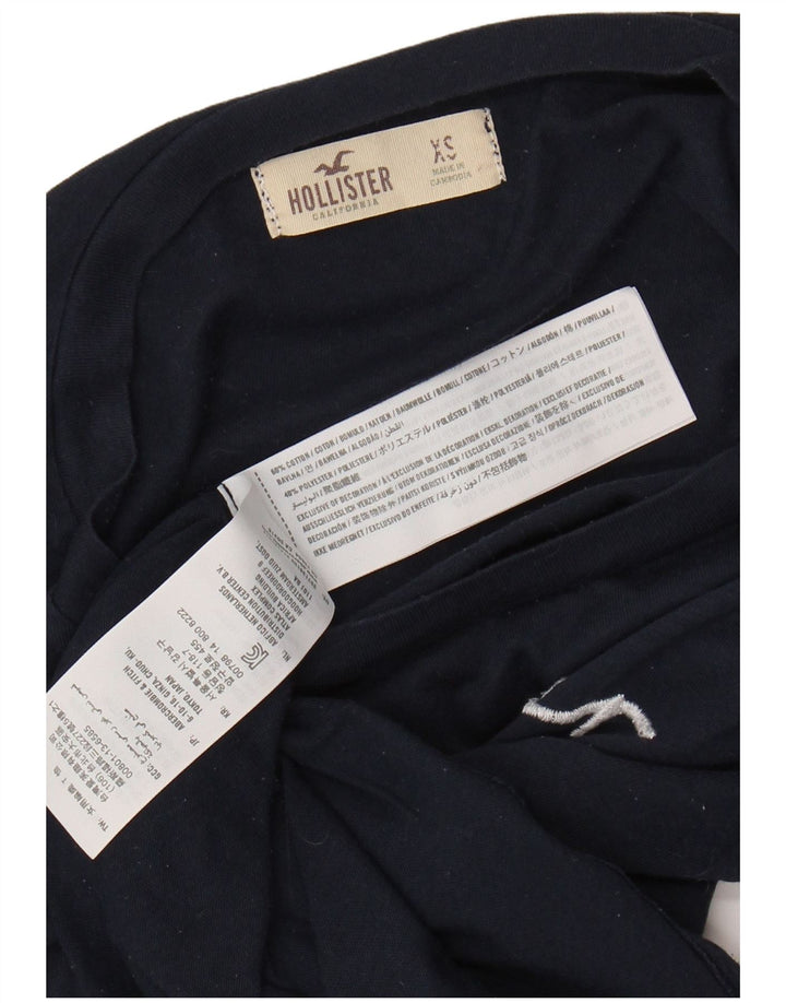 Γυναικείο γραφικό μπλουζάκι HOLLISTER Top UK 6 XS Navy Blue Cotton