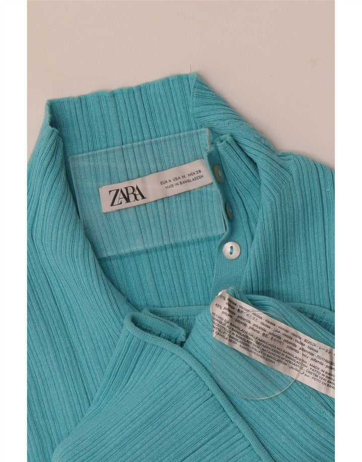Zara Γυναικείο γιλέκο λαιμού με κουμπιά τοπ UK 12 μεσαία μπλε βισκόζη