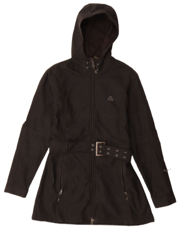 Γυναικείο μπουφάν NIKE με κουκούλα αντιανεμικό UK 12 μεσαίο μαύρο πολυεστέρα