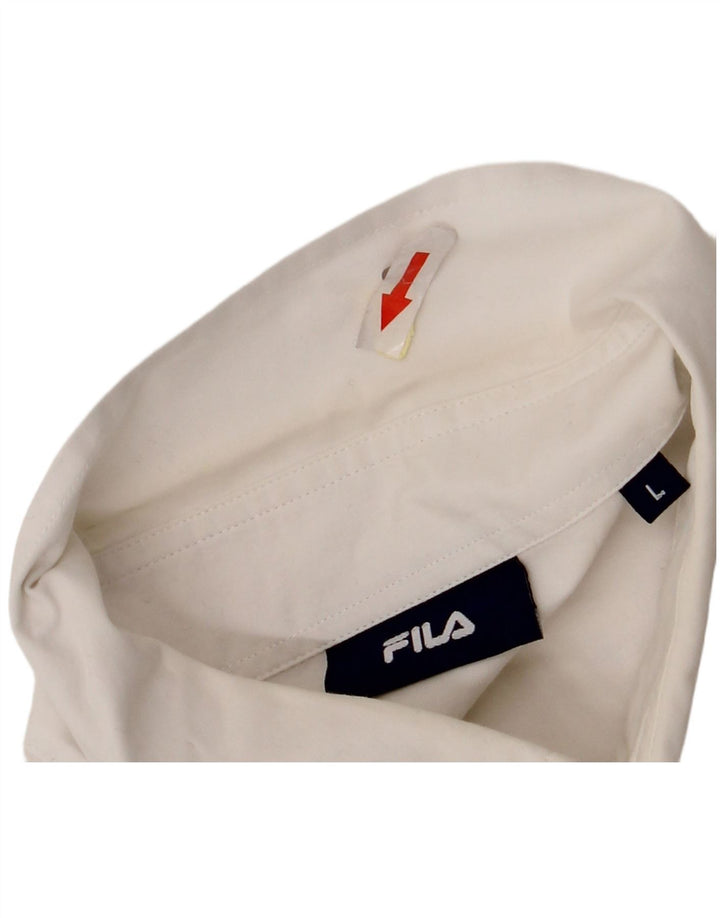 Ανδρικό πουκάμισο Fila μεγάλο λευκό βαμβακερό