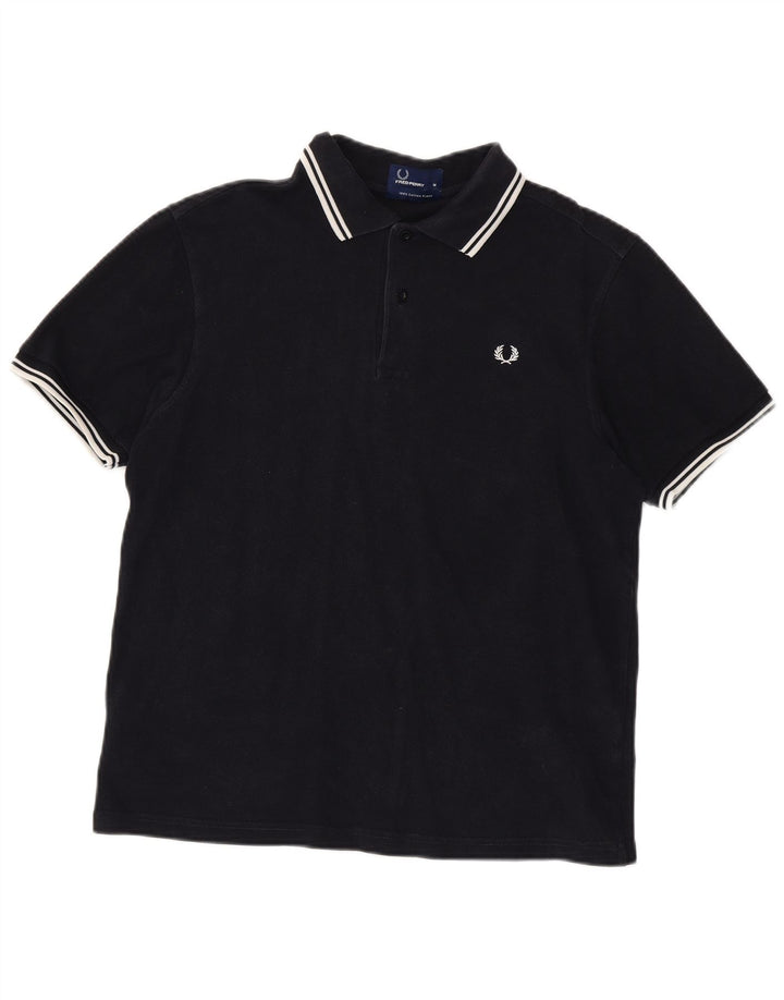 Fred Perry Ανδρικό πουκάμισο πόλο μεσαίου μπλε βαμβακερό