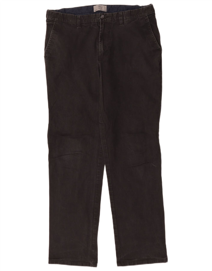 Marks & Spencer Ανδρικό παντελόνι Chino με κανονική εφαρμογή W36 L30 μαύρο βαμβακερό