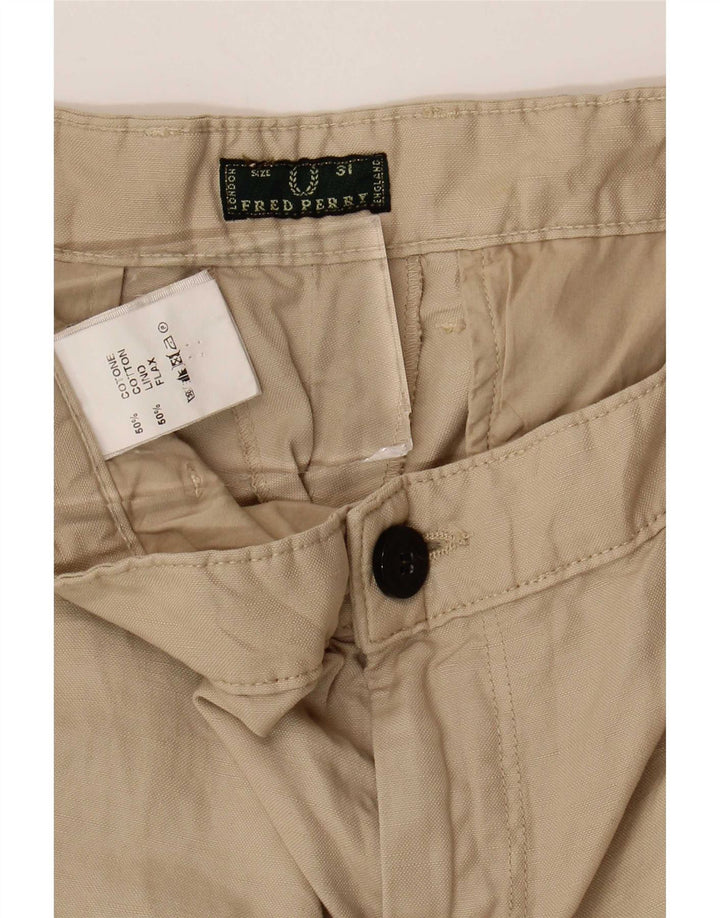 Fred Perry Γυναικείο Cropped Παντελόνι W31 L25 Μπεζ βαμβακερό