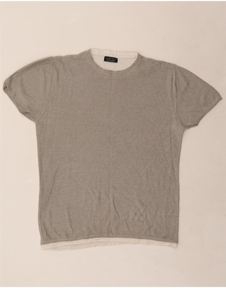 Ανδρικό T-Shirt ZARA Top Large Grey