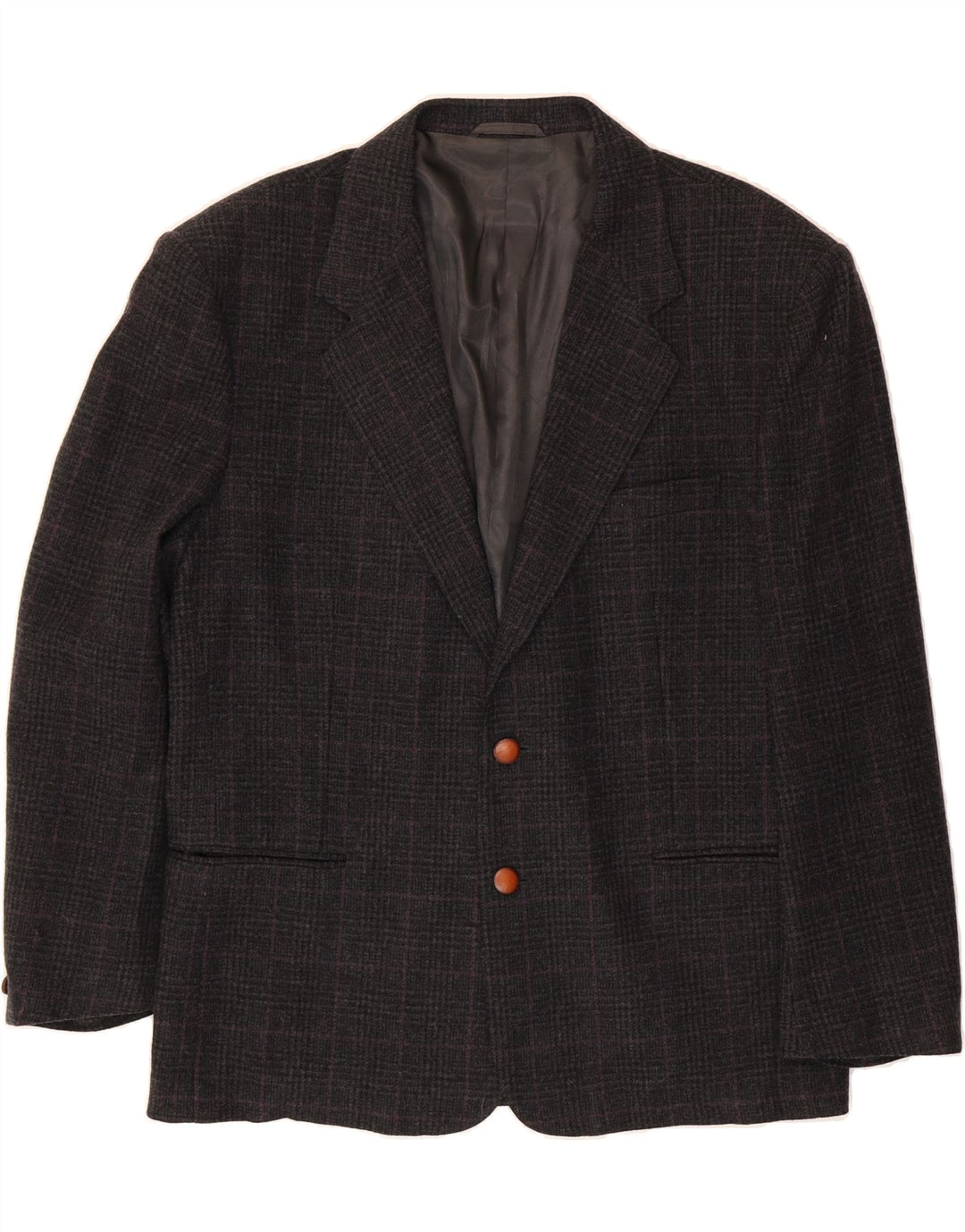 LUCK IN LUCK Mens 2 Button Blazer Jacket IT 52 Large Grey Check Acetate Vintage Luck in Luck and Second-Hand Luck in Luck from Messina Hembry 