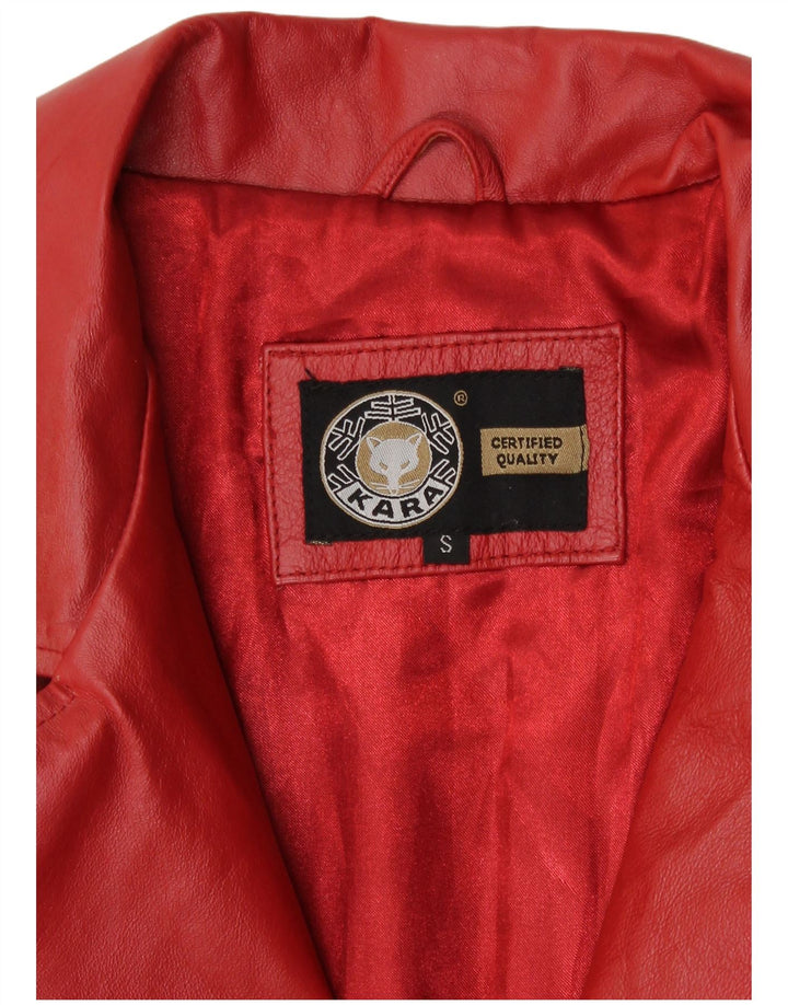 Kara Γυναικείο Δερμάτινο Παλτό UK 10 Small Red Leather