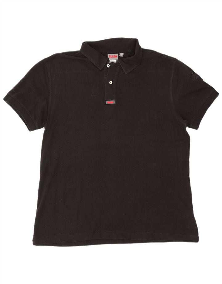 Slam Mens Polo Shirt Large Black Cotton