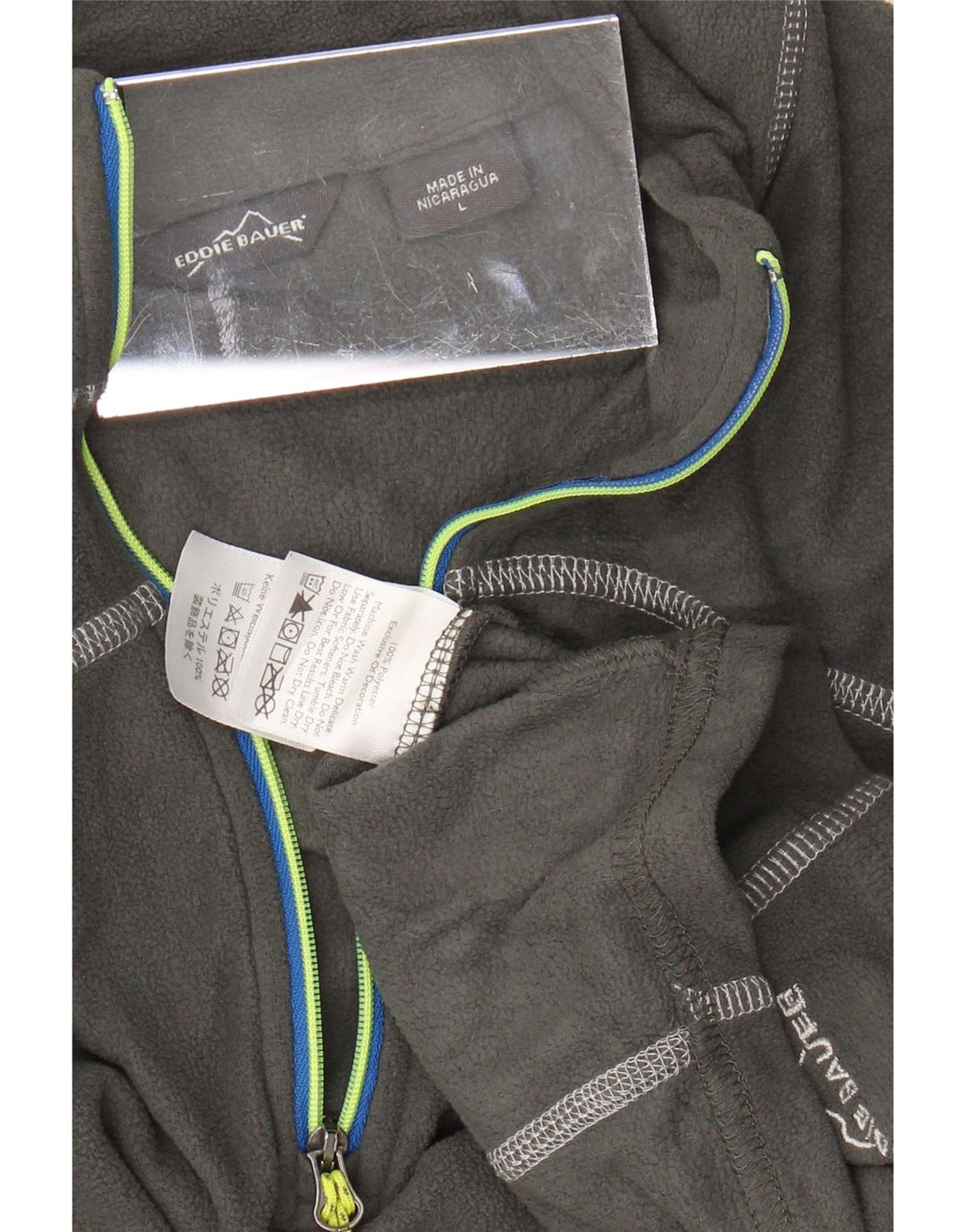 EDDIE BAUER Γυναικείο φερμουάρ με λαιμόκοψη φλις άλμα UK 16 μεγάλο γκρι πολυεστέρας