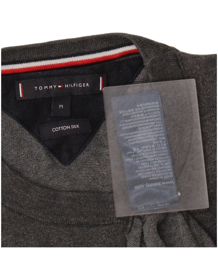 TOMMY HILFIGER Ανδρικό πουλόβερ με λαιμόκοψη μεσαίου γκρι βαμβακερό