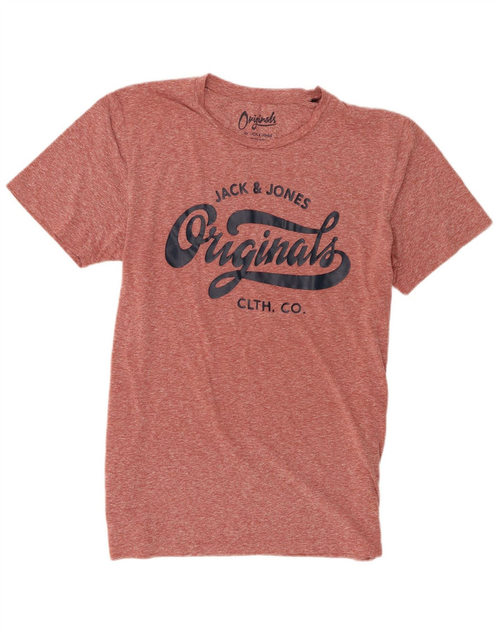 Ανδρικό μπλουζάκι με γραφικά Jack & Jones Top Large Maroon Flecked Polyester