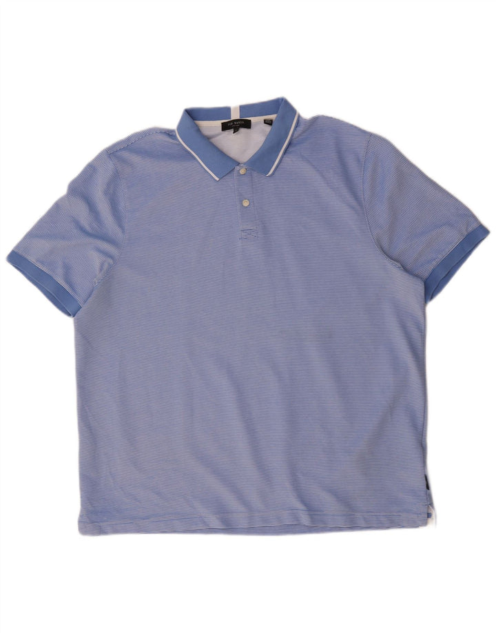 Ted Baker Ανδρικό πουκάμισο Polo Size 6 2XL Μπλε Ριγέ Πολυεστέρας