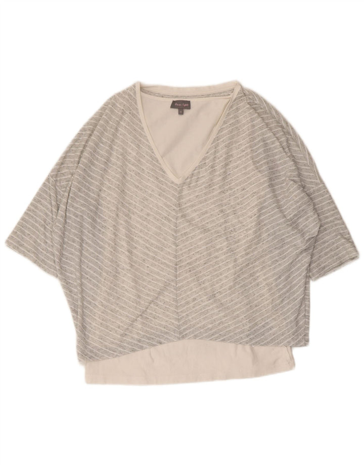 ΦΑΣΗ ΟΓΔΟ Γυναικεία μπλούζα Loose Fit Top UK 10 Small Grey Pinstripe