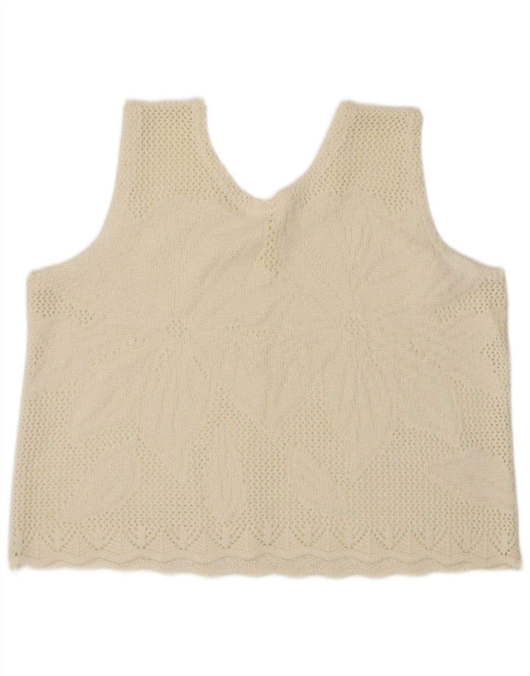 Vintage γυναικείο Crop Vest Tank Top UK 16 Large Off White Floral