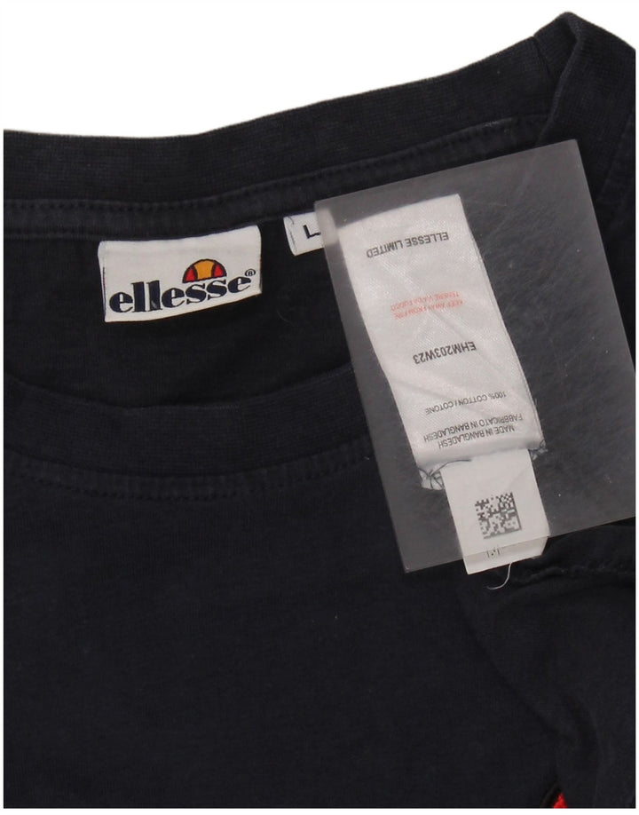ELLESSE Γυναικείο μπλουζάκι μακρυμάνικο UK 16 μεγάλο μπλε ναυτικό βαμβακερό ριγέ