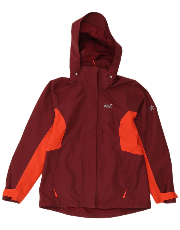 Jack Wolfskin γυναικείο μπουφάν βροχής UK 10/12 Medium Burgundy Colorblock