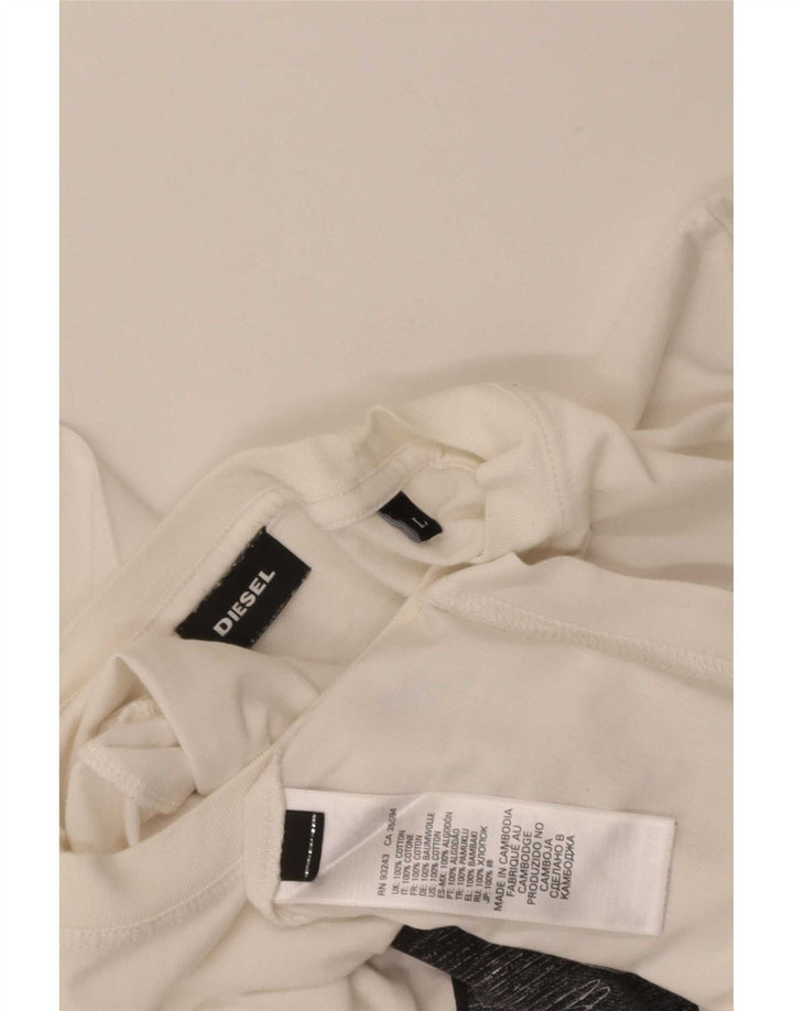 Ανδρικό γραφικό T-Shirt Diesel Top μεγάλο λευκό βαμβακερό