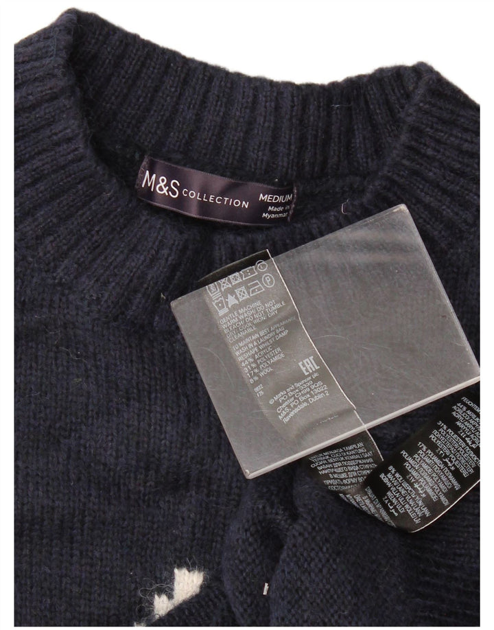 Marks & Spencer Γυναικείο πουλόβερ με λαιμόκοψη UK 14 Medium Navy Blue