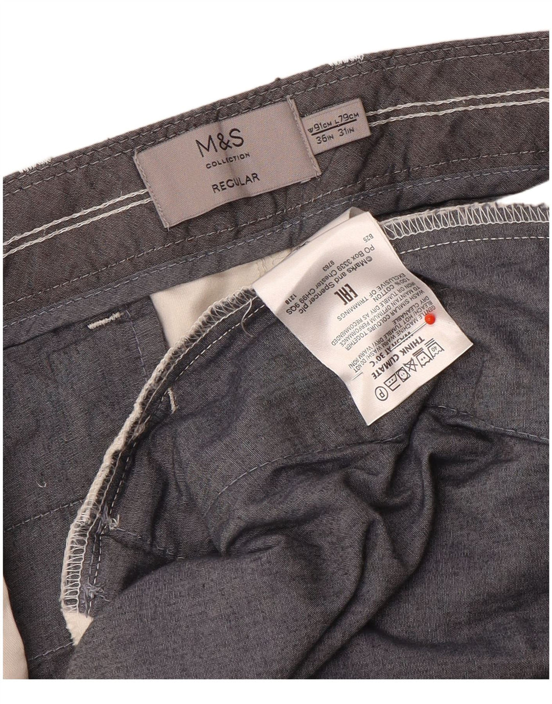 Marks & Spencer Ανδρικό ίσιο κανονικό παντελόνι Chino W36 L31 Off White