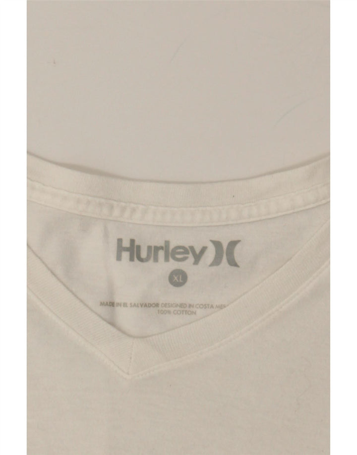 HURLEY Mens T-Shirt Top XL White Cotton Vintage Hurley and Second-Hand Hurley from Messina Hembry 