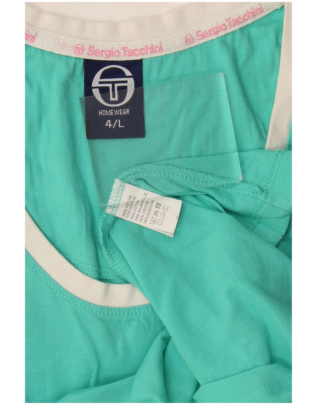 SERGIO TACCHINI Womens Graphic Vest Top US 4 Small Turquoise Cotton