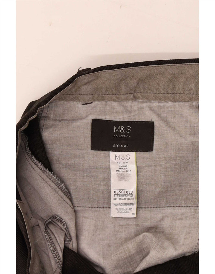 Marks & Spencer Ανδρικό ίσιο κανονικό παντελόνι W42 L29 καφέ πολυεστέρας