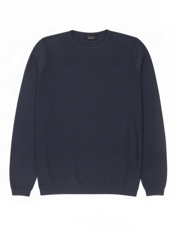Ανδρικό πουλόβερ Zara Crew Neck Jumper Μεγάλο Navy Blue