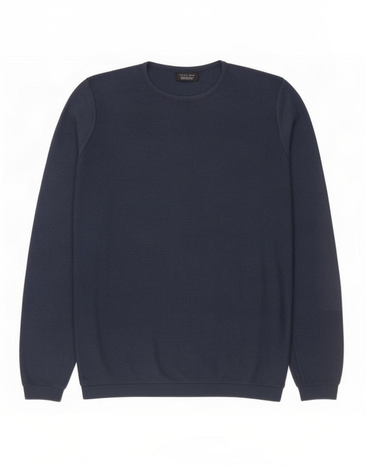 Ανδρικό πουλόβερ Zara Crew Neck Jumper Μεγάλο Navy Blue