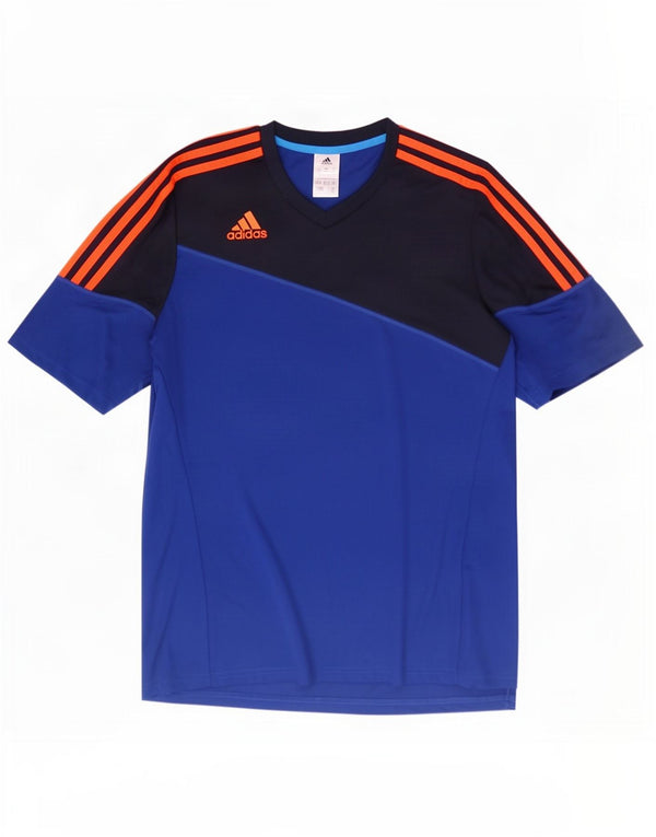 Adidas Ανδρικό T-Shirt Climalite Top Large Blue Colourblock Πολυεστέρας