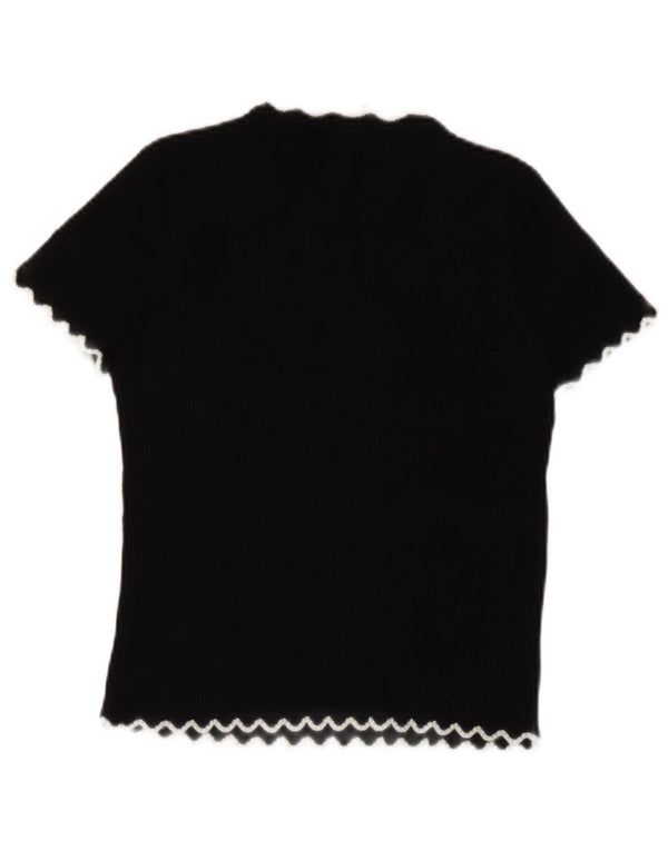 Zara Γυναικείο T-Shirt Crop Top UK 10 Small Black Viscose