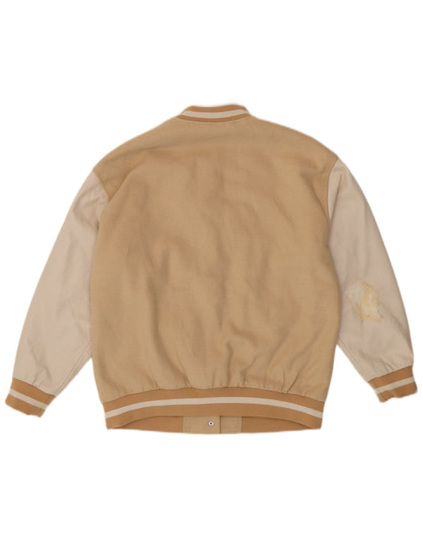 Zara Girls Graphic Varsity Jacket 13-14 Years Beige Colourblock Polyester