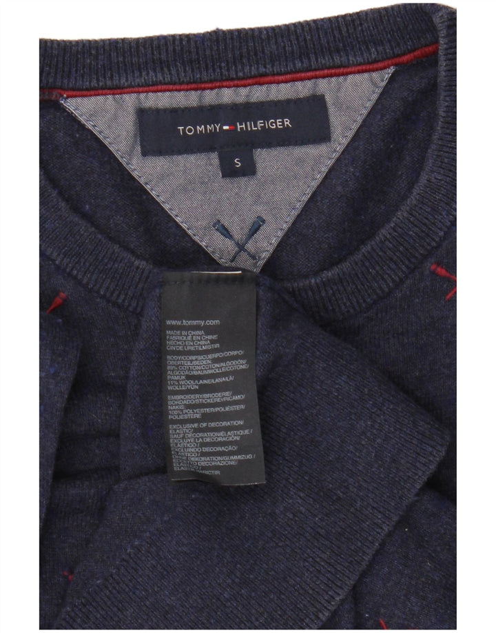 Tommy Hilfiger Ανδρικό πουλόβερ με λαιμόκοψη με λαιμόκοψη μικρό ναυτικό πολυεστέρα