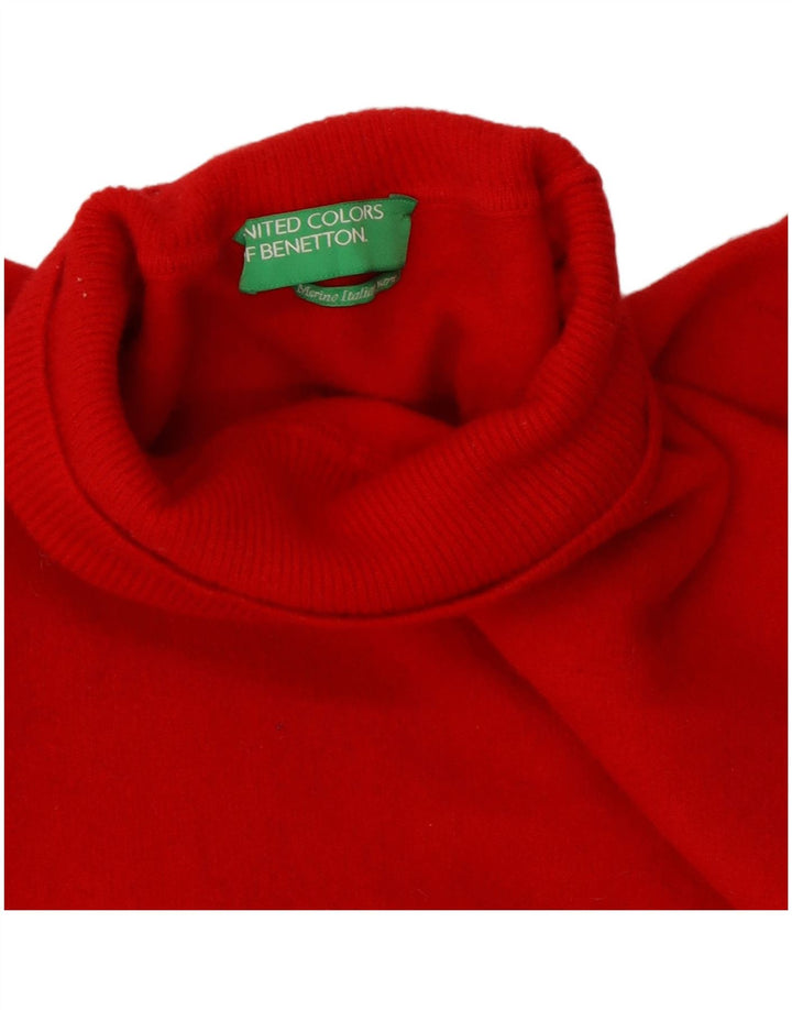 Benetton Γυναικείο πουλόβερ με ρολό λαιμόκοψη UK 10 Small κόκκινο