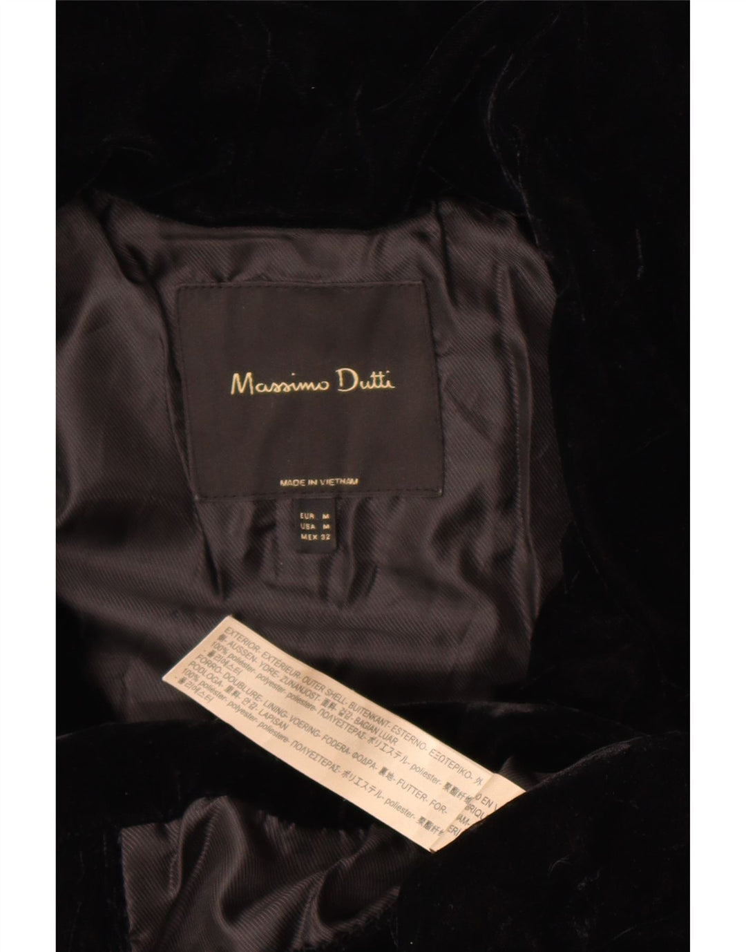 Massimo Dutti Γυναικείο βελούδινο μπουφάν UK 14 Μεσαίο μαύρο πολυεστέρα