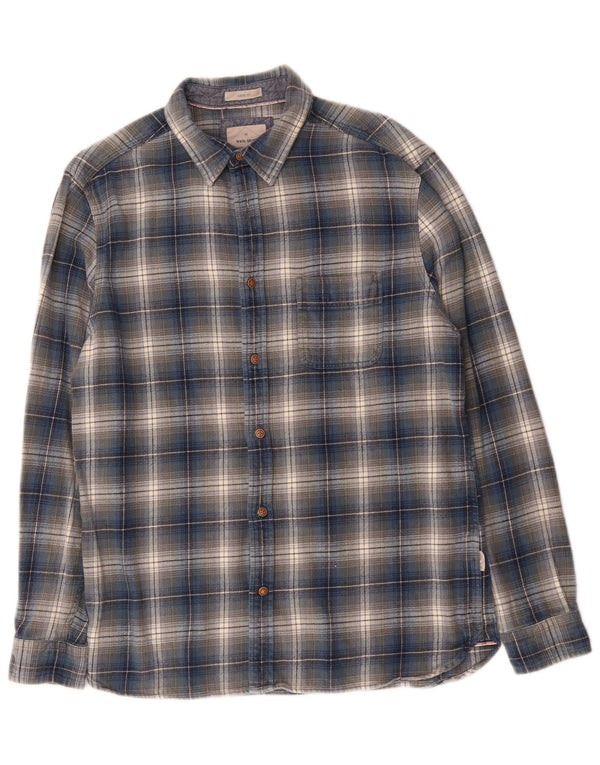 White Stuff Mens Classic Fit Flannel Shirt Medium Blue Plaid Cotton