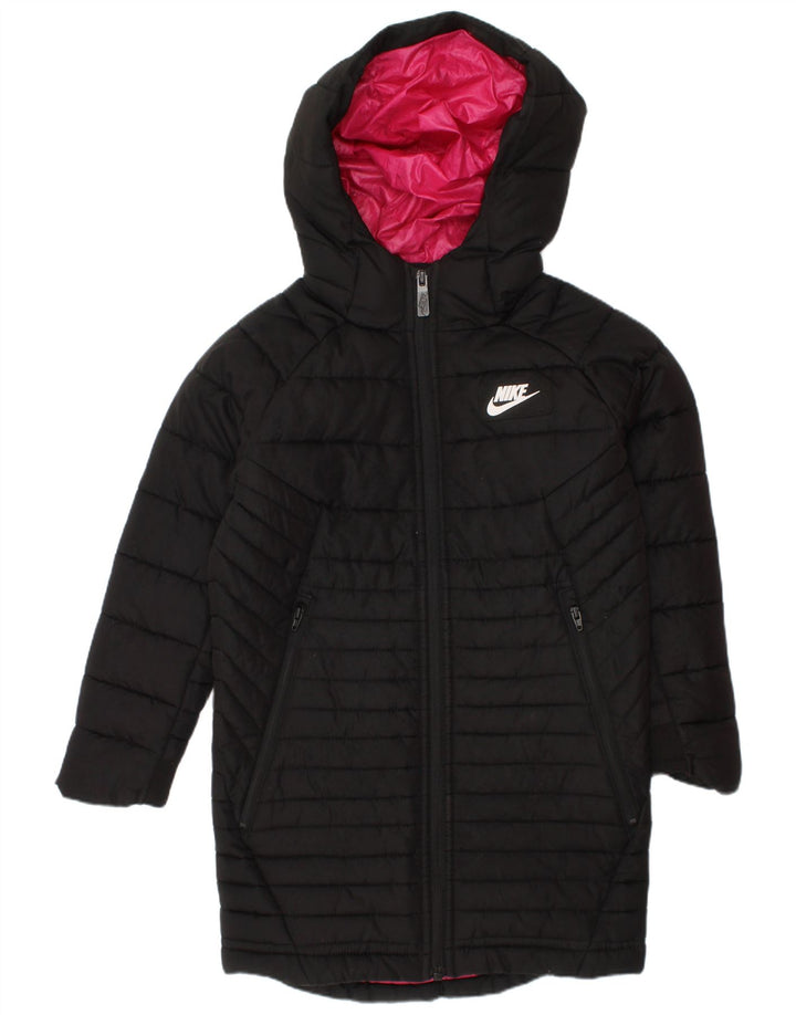 Παλτό Nike Girls με κουκούλα με επένδυση 4-5 ετών Μικρό μαύρο πολυεστέρα