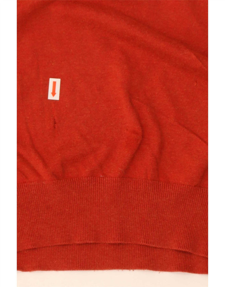 Ανδρικό πουλόβερ Massimo Dutti με V λαιμόκοψη 2XL κόκκινο βαμβακερό