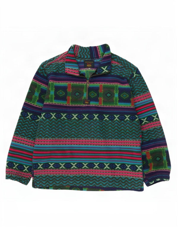 Vintage Ανδρικό φερμουάρ Fleece Jumper XL Πολύχρωμο Γεωμετρικό
