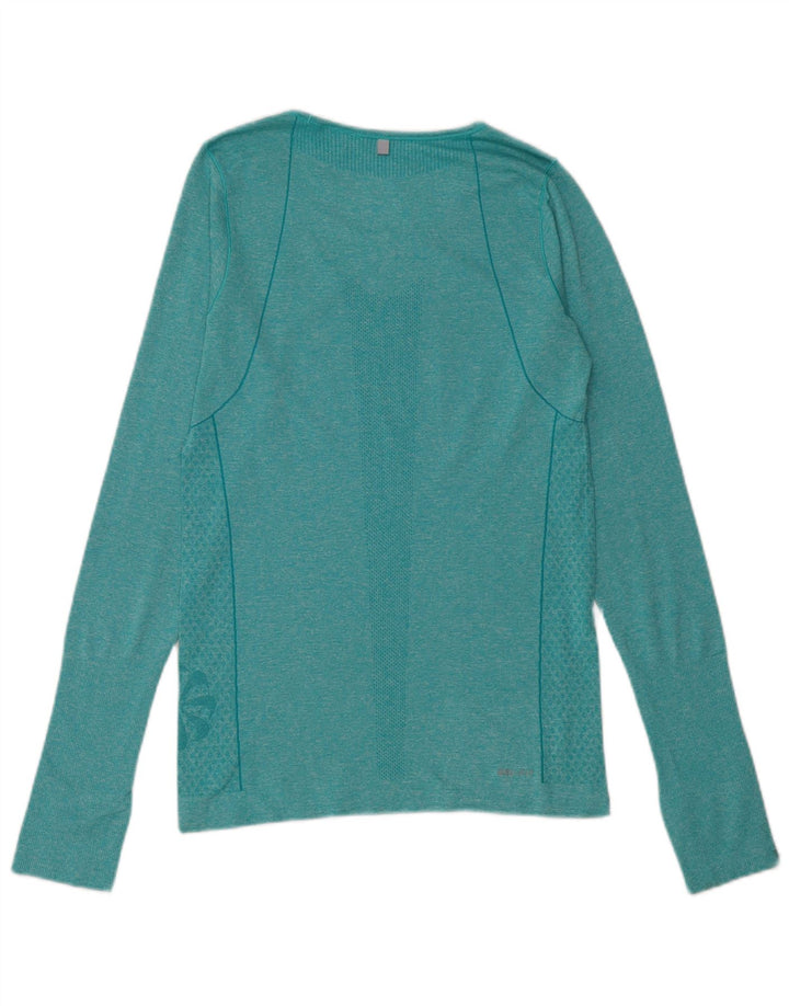 Nike γυναικεία Dri Fit Top μακριά μανίκια UK 10 Small Green Flecked Polyester